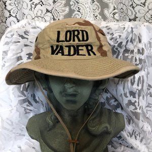 90's Vintage Wide Brim Mens Sun Hat Lord Vader Star Wars desert Camouflage Large